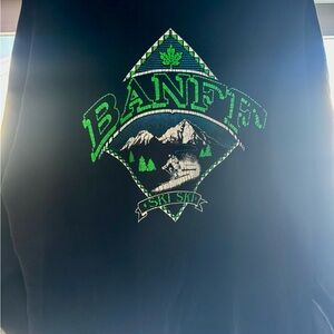 Vintage Banff Ski Club Graphic Crewneck Sweatshirt - Black with Green Accents